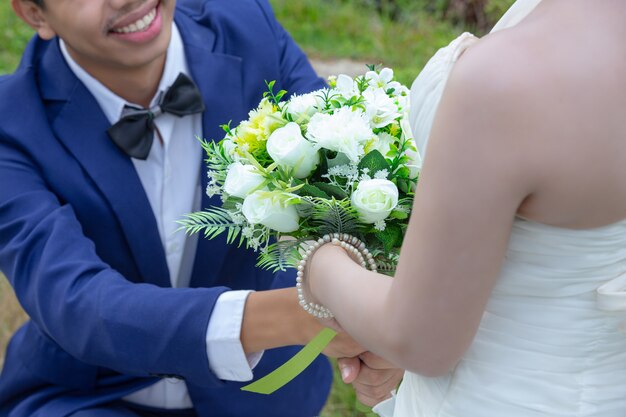 Bouquet in the hands of the bride