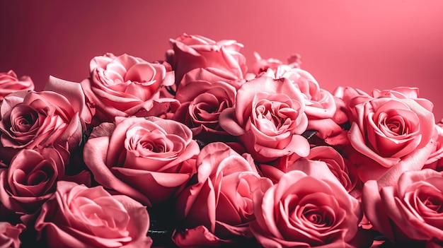 분홍 장미 꽃다발은 생성 AI를 닫습니다.