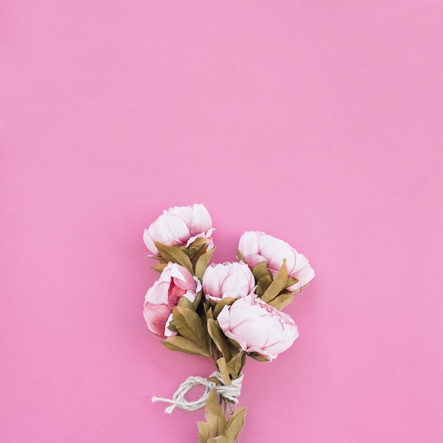 Bouquet of roses on beautiful pink background