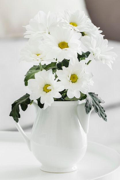 Bouquet of white flowers in a vase