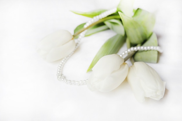 Bouquet of white tulips