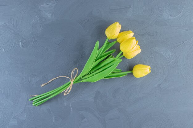 Bouquet of yellow tulips , on the white background. High quality photo