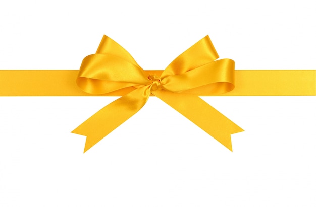 Бесплатное фото Желтый сатин подарок ленты лук
