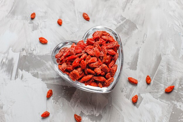 Bowl of dried goji berries.