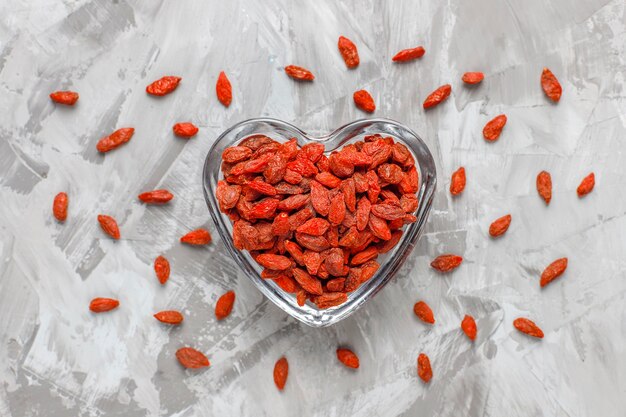 Bowl of dried goji berries.