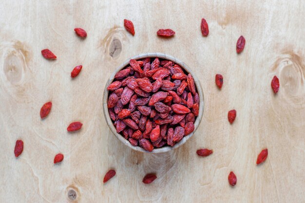 Bowl of dried goji berries.