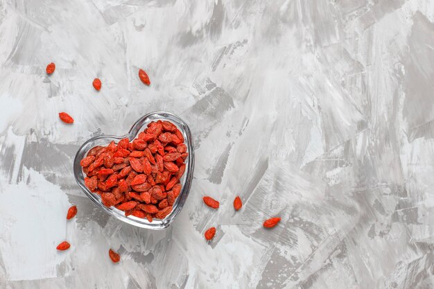 Bowl of dried goji berries.