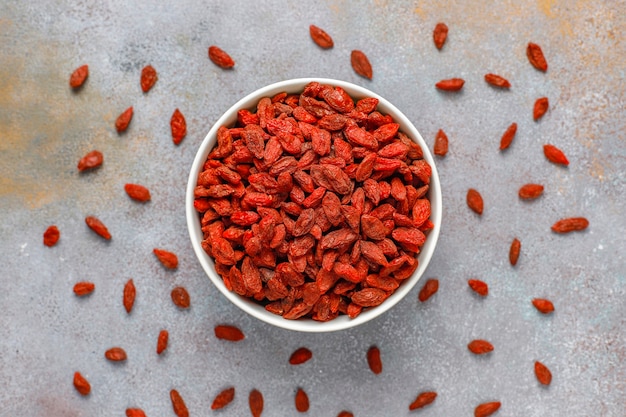 Bowl of dried goji berries.