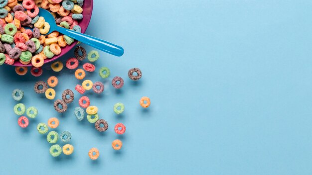 Bowl filled of cereals with copy space background