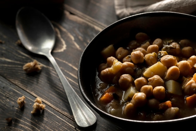 Bowl filled with beans high view