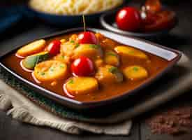 Free photo a bowl of food with tomatoes and cucumbers on it