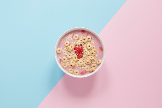 Bowl with cereals on table