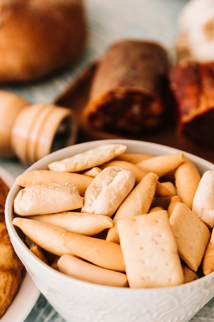 Bowl with crunchy croutons