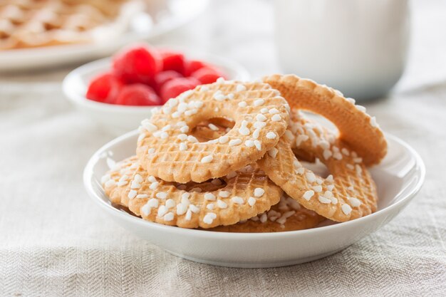 Bowl with delicious cookies