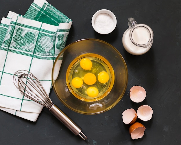 Bowl with eggs yolk