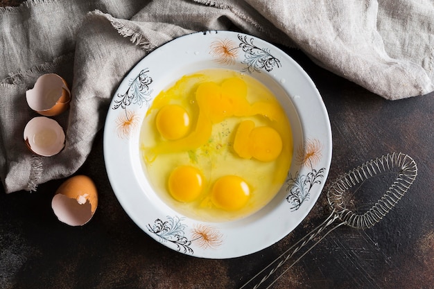 Bowl with eggs yolk