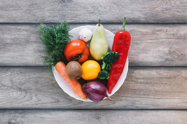 Bowl with fruits and vegetables