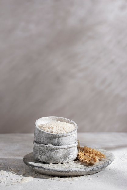 Bowl with rice and grains assortment