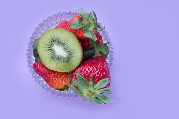 Bowl with strawberries and kiwifruit