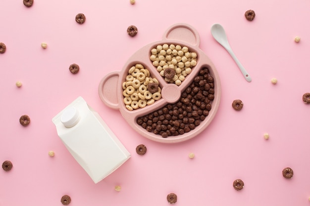 Bowl with tasty cereal on a table