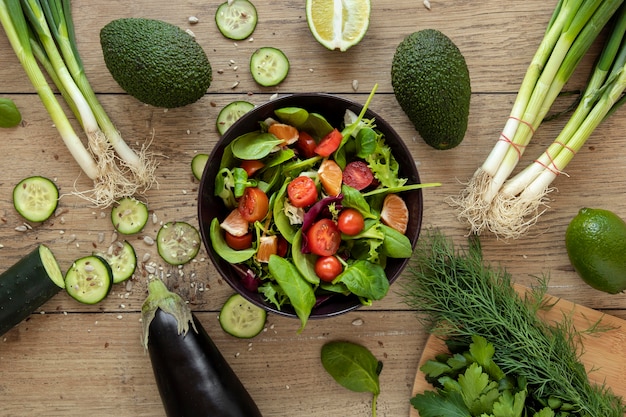 Bowl with vegetables salad