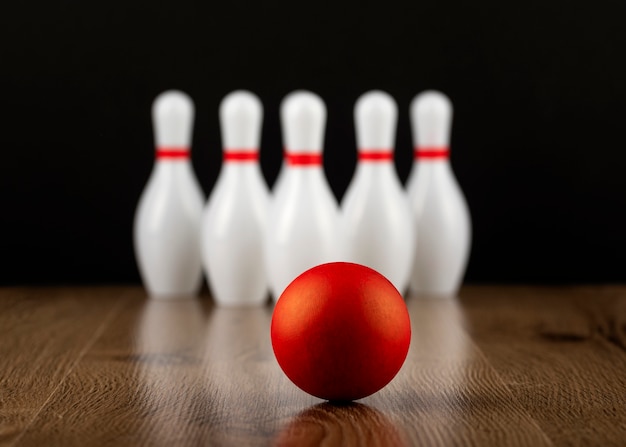 Free photo bowling equipment indoors still life