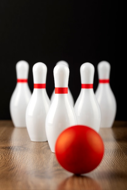 Bowling equipment indoors still life