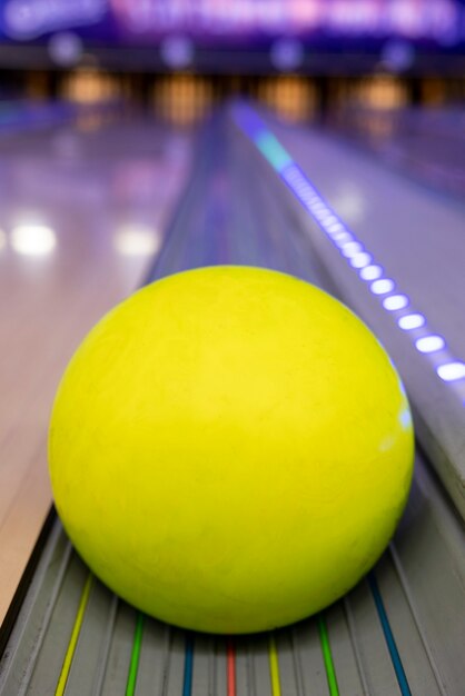 Bowling equipment indoors still life