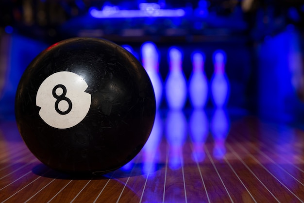 Bowling equipment indoors still life