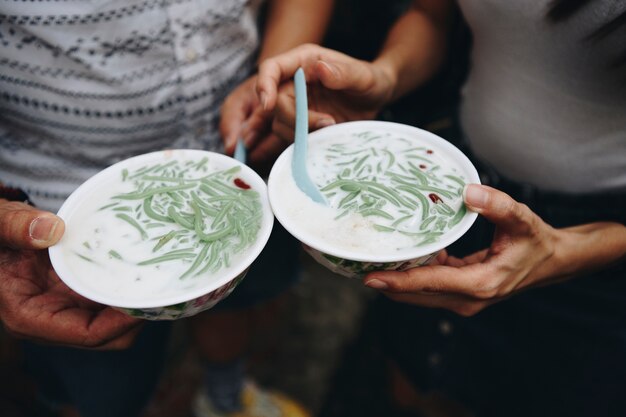 말레이시아 Cendol 디저트 그릇