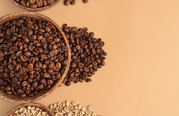 Bowls with coffee beans