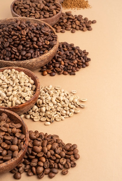 Bowls with coffee beans