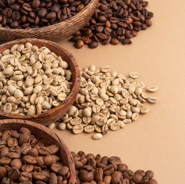 Bowls with coffee beans