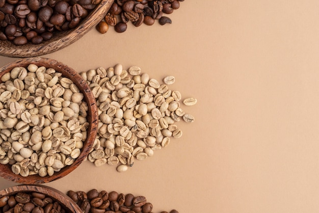 Bowls with coffee beans