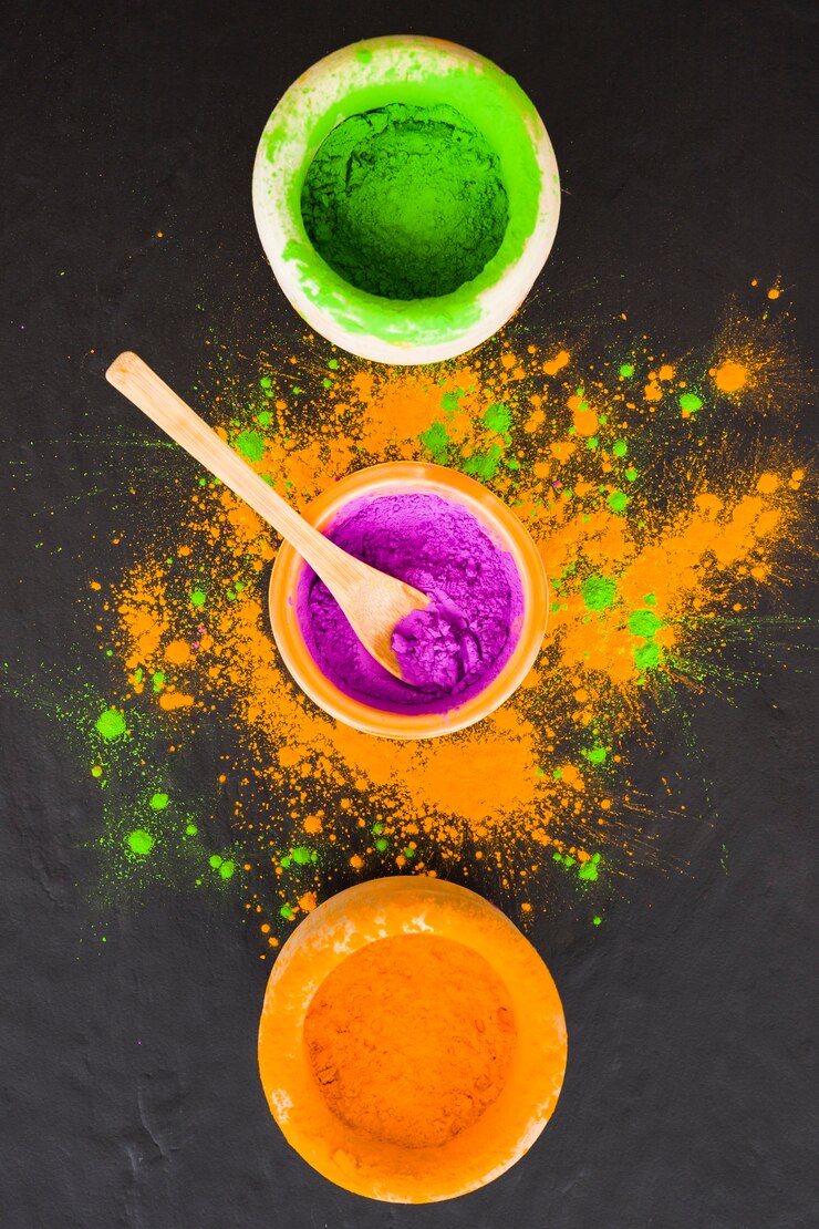 Free Photo bowls with different powders 