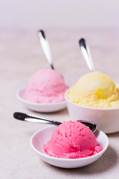 Bowls with ice cream