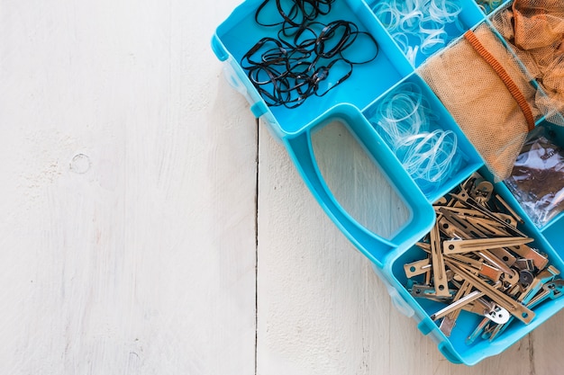 Box with hairdressing supplies