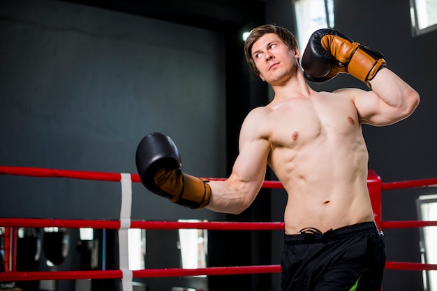 Ragazzo boxer in posa in palestra