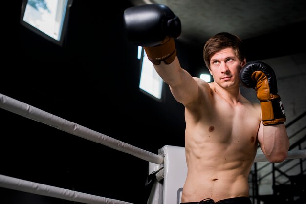 Boxer boy posing at the gym