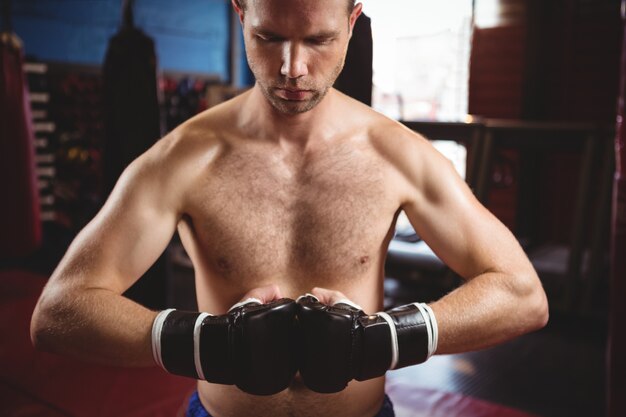 Boxer performing a boxing stance