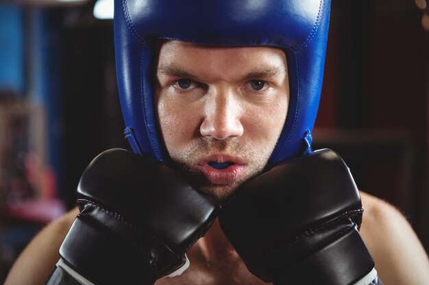 Boxer performing a boxing stance