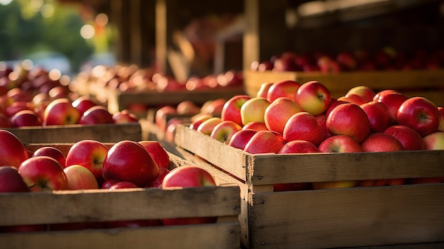 Free photo boxes with delicious apples