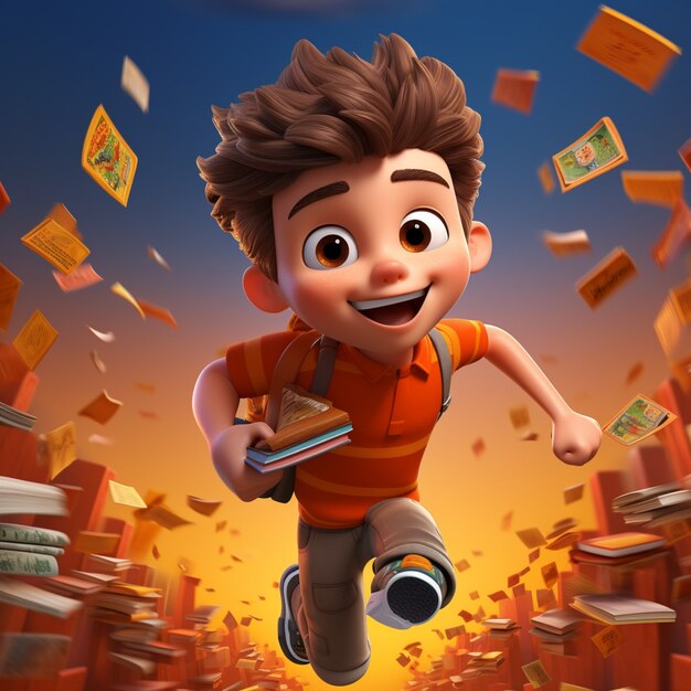 Boy cartoon character running