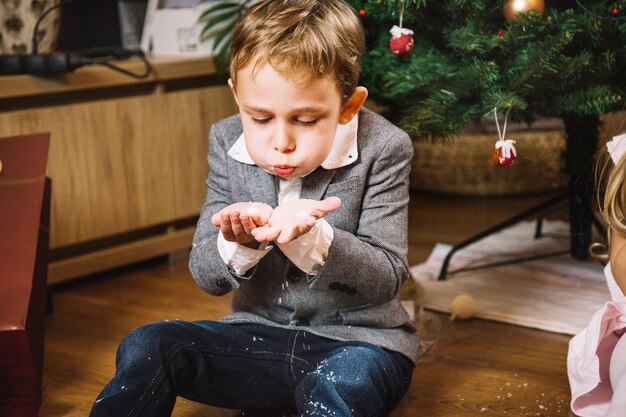 Boy celebrating christmas