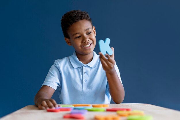 Boy doing a occupational therapy session