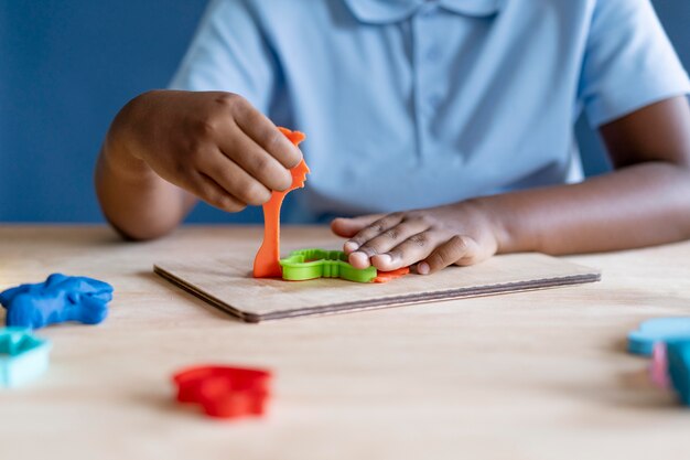 Boy doing a occupational therapy session