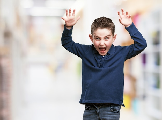 Boy giving a scare