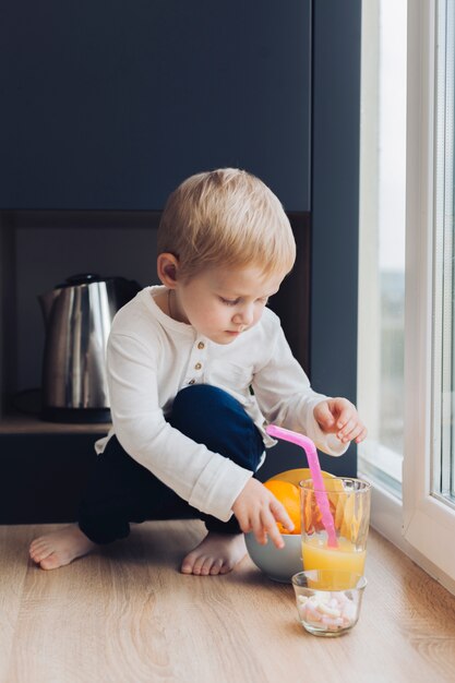 Boy having breakfast