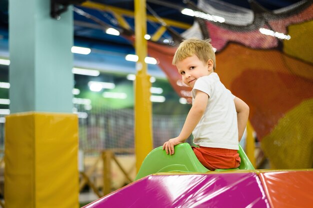 Boy having fun on a slide