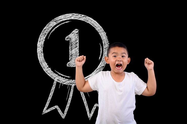 無料Photo 少年は、すべての勝利番号1を表します。